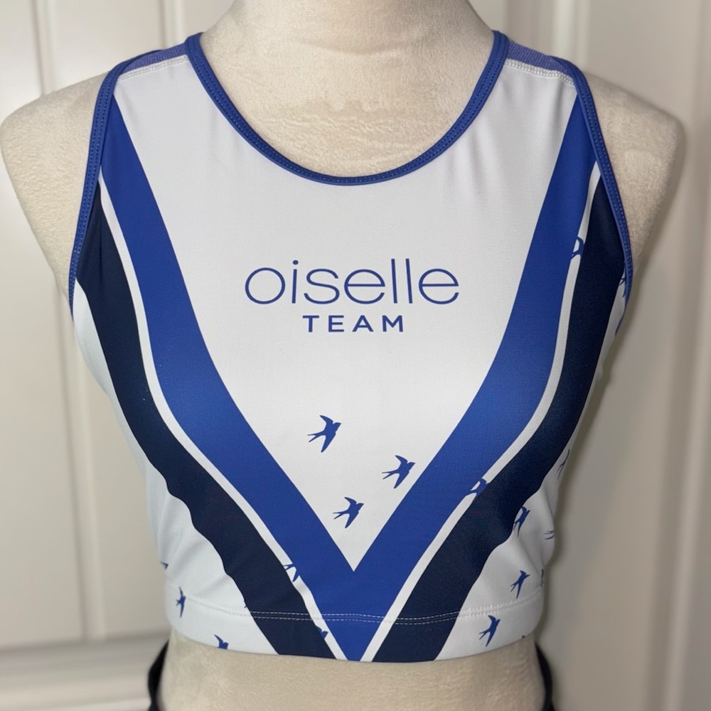 Oiselle Volee Crop 21 - White Flying Birds - Lg